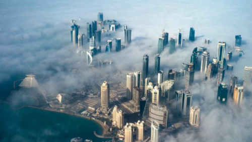 Qatar ô nhiễm nặng một phần do các công trường xây dựng. Ảnh: BBC.