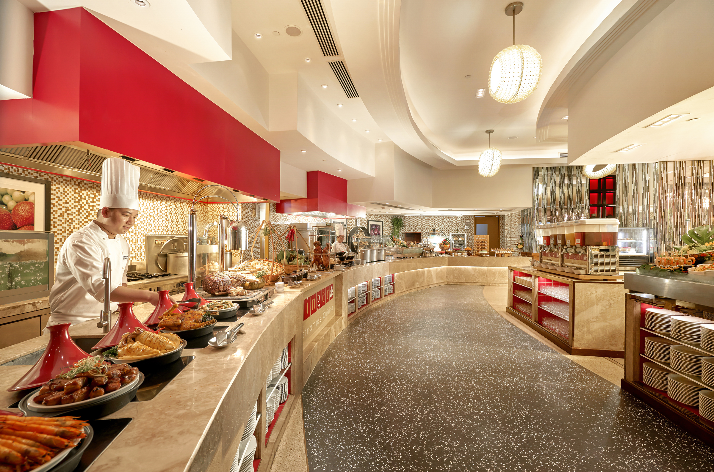 Phục vụ buffet sáng tại nhà hàng Ginger